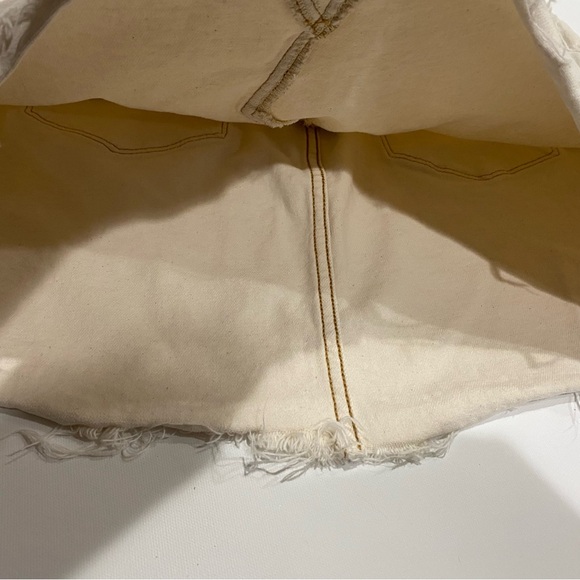 Beige Denim Mini Skirt- high rise skirt- Ana- SZ 14 - Picture 2 of 5